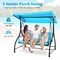 3-Person Outdoor Porch Swing with Adjustable Canopy and Converts to Bed Cushioned Patio Glider